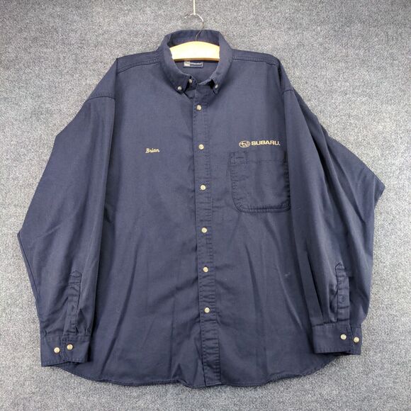 Blue Generation Mens Button Front Shirt Blue 2XL Embroidered Subaru Logo - Picture 2 of 15
